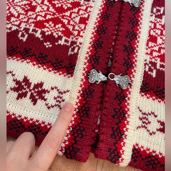 Horveit Womens Wool Fair Isle Cardigan Sweater Size XL Clasp Hook Closure Nordic - Picture 12 of 14